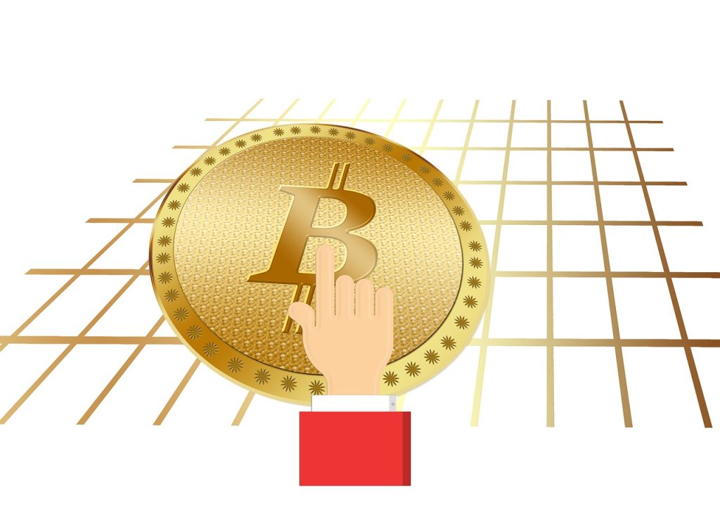 hand, finger, show, touch, bitcoin, coin, money, electronic money, currency, imitation, draft, internet, transfer, cash, network, monetary units, transaction, stock exchange, online, future, gold, golden, trade